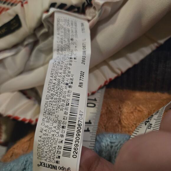 Zara Basic Rope Stripe Pull-On Shorts Large Ivory Red Navy - Picture 4 of 9